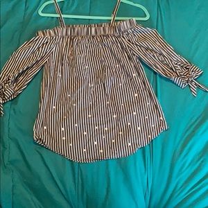 Grey and white blouse